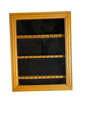 Wooden Display Case With Glass Front & Black Velvet Lining C200